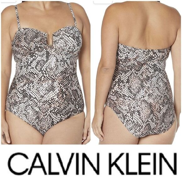 Calvin Klein Women's U Bandeau snakeskin strapless Swimsuit Size "U" Har… - Picture 12 of 13